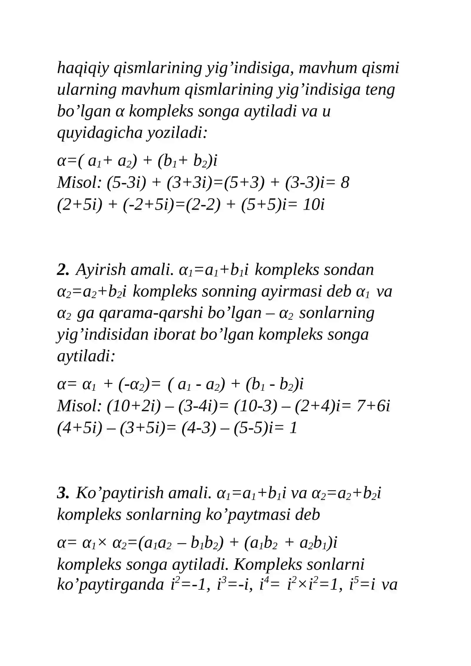 Kompleks sonlar 4