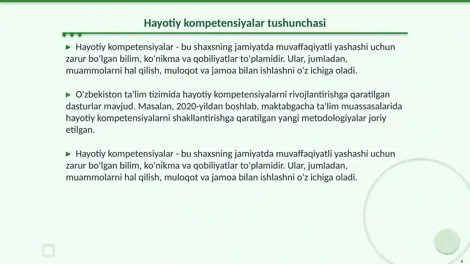 Maktabgacha yoshdagi bolalarda hayotiy kompetensiyalarni oilada shakllantirishning pedagogik shart sharoitlari bo’yicha ilmiy adabiyotlarni tahlil qilish 4