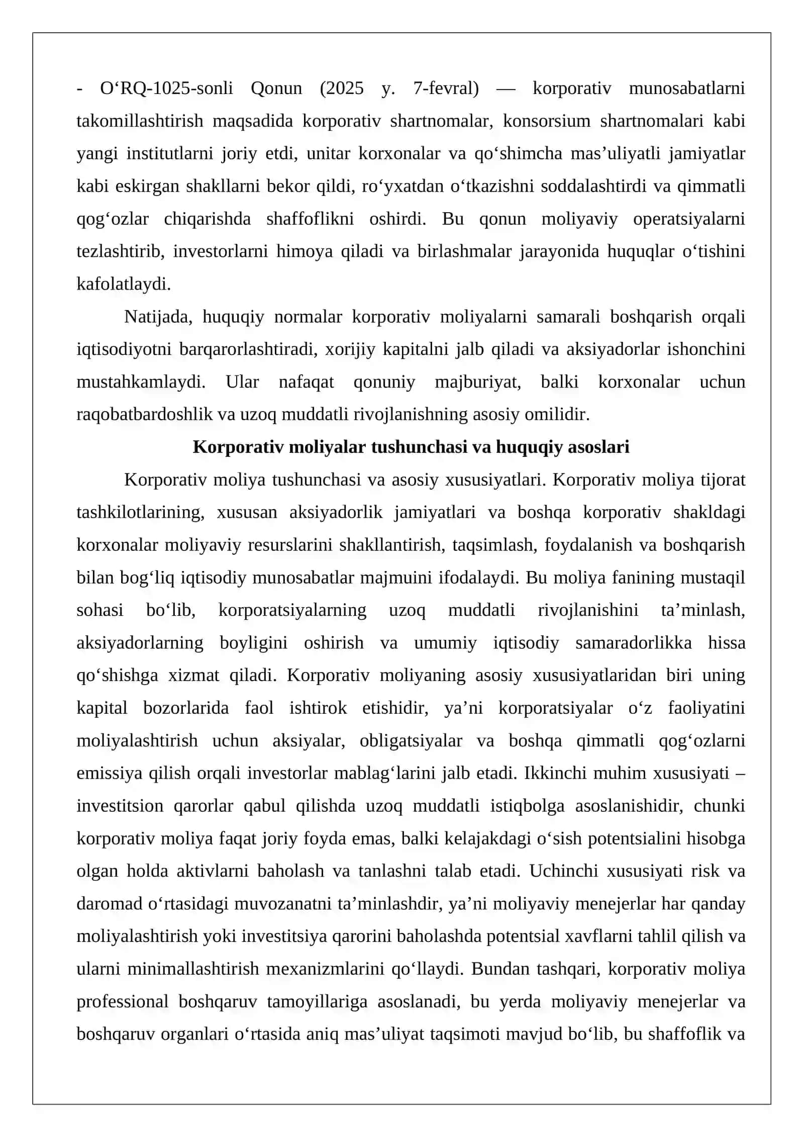 Korporativ moliyalar 4