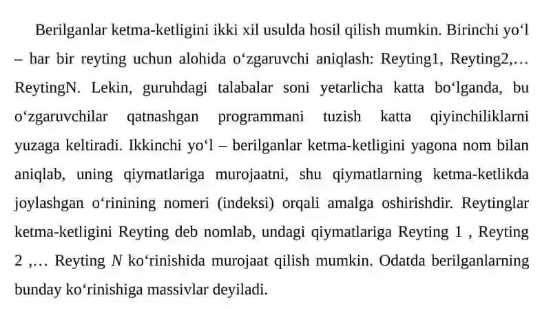 Pythondamassivlar.Pythondafunksiyalar. 4