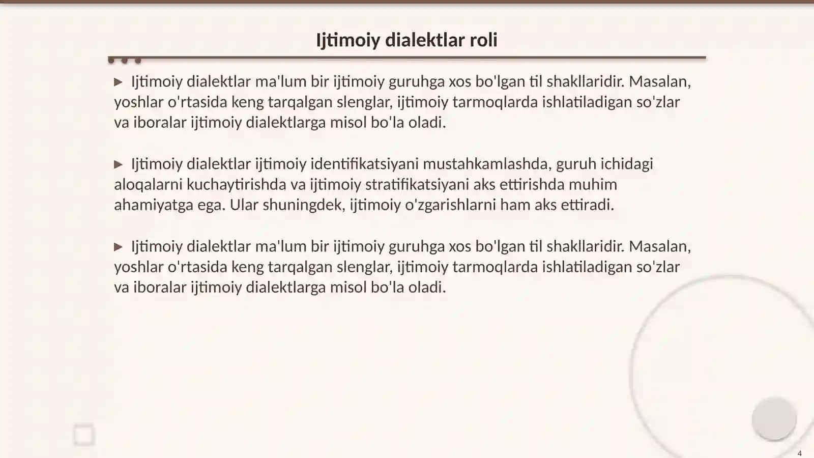 Mahalliy va ijtimoiy dialekt 4