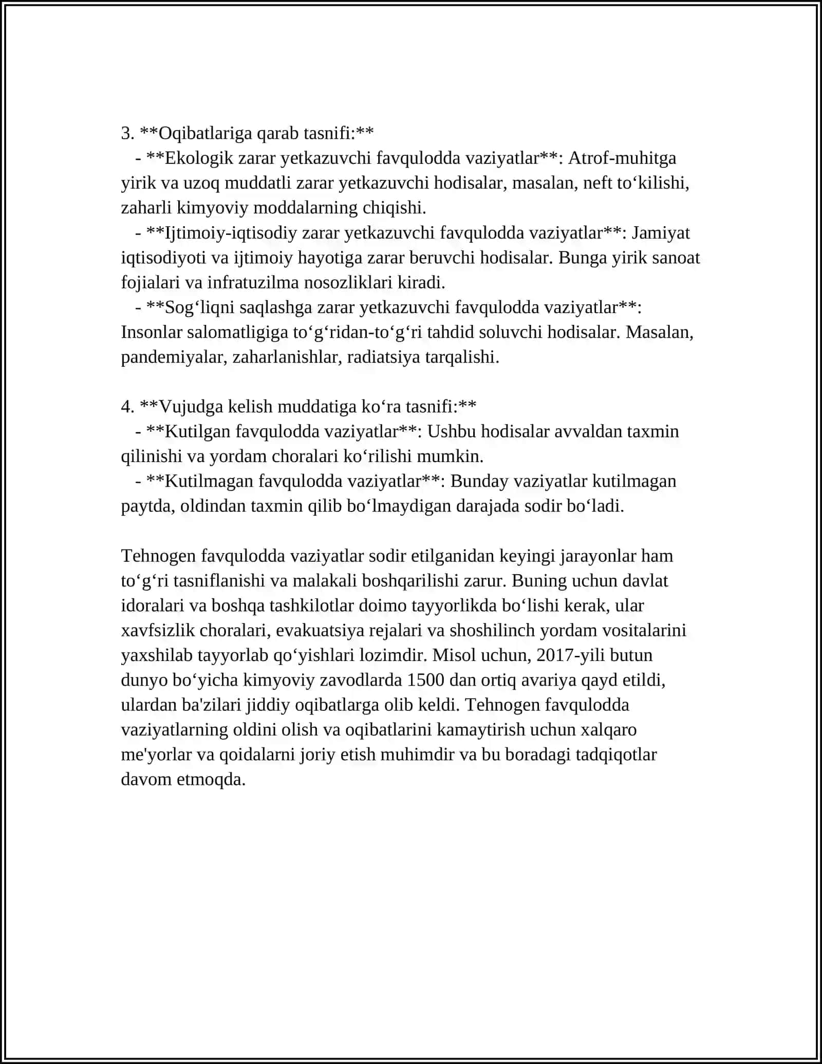 TEHNOGEN XUSUSIYATLI FAVQULOTDA VAZIYAT VA ULARDAN MUHOFAZA QILISH 4