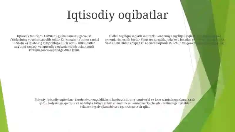 Pandemiya -21 Asrning Global Muammosi Va Uning Oqibatlari 4