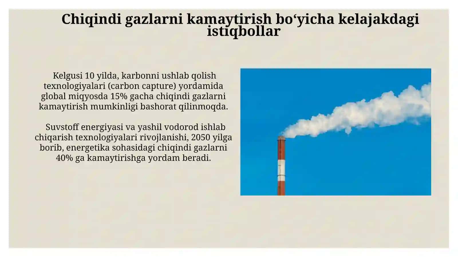 Atmosfera havosiga tushayotgan chiqindilarni kamaytirish 4