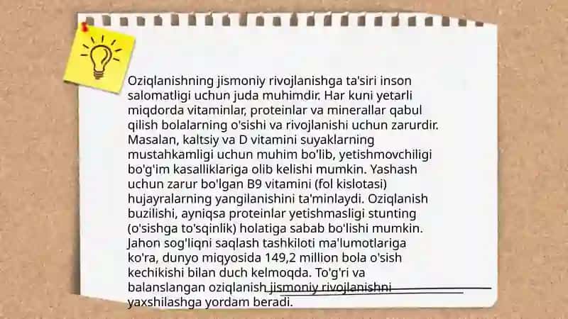 Boshlang’ich sinf o’quvchilarining jismoniy rivojlanishi va unga ta’sir etuvchi omillar 4