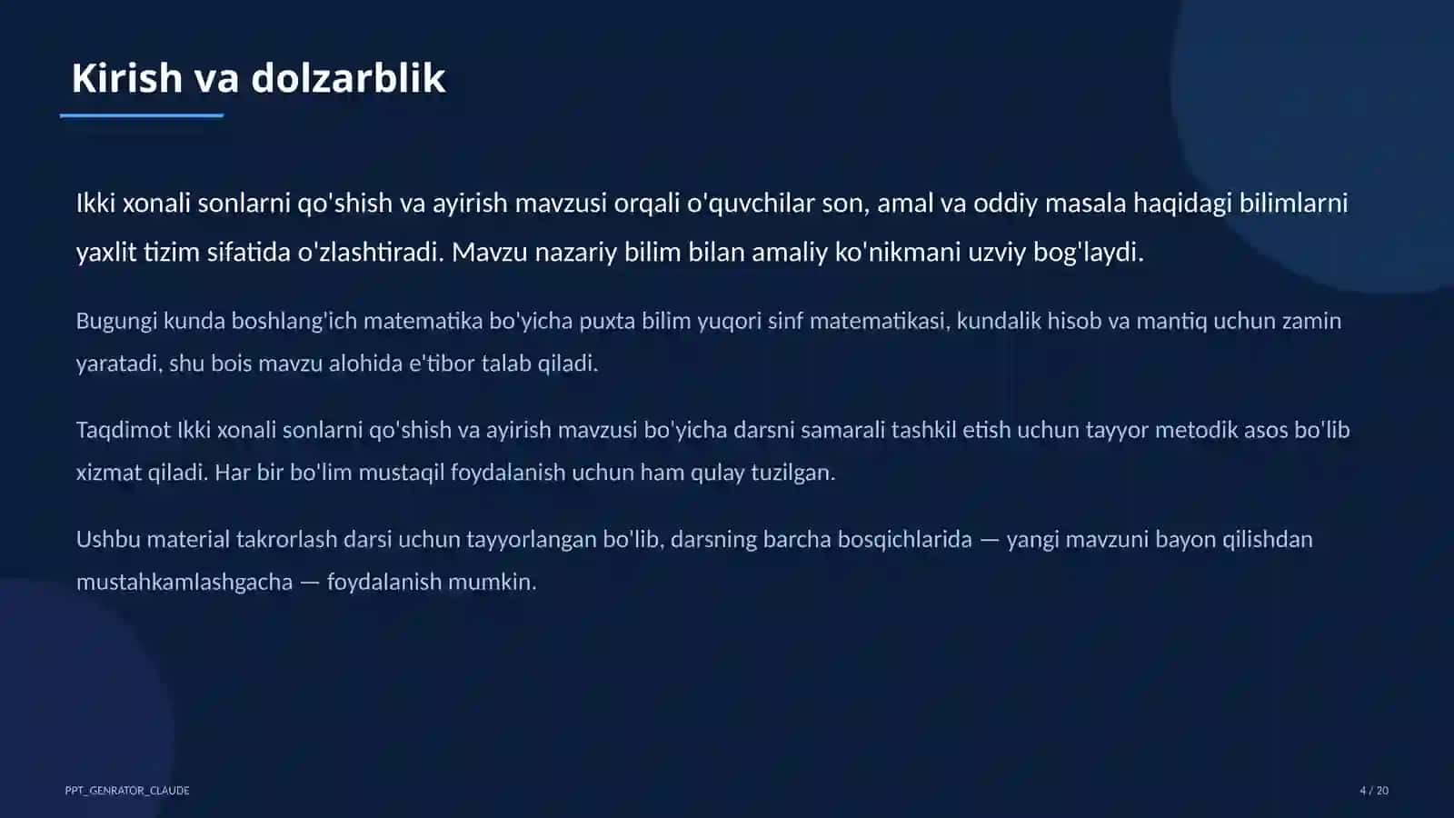 Ikki xonali sonlarni qo'shish va ayirish (2-sinf) 4