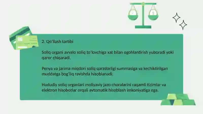 Soliq amaliyotida moliyaviy jazo choralarini qo‘llash tartiblari 4