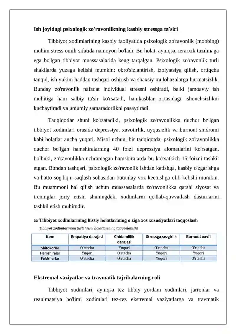 Tibbiyot xodimlarida emotsional holatlarining oʻziga xosligi 4