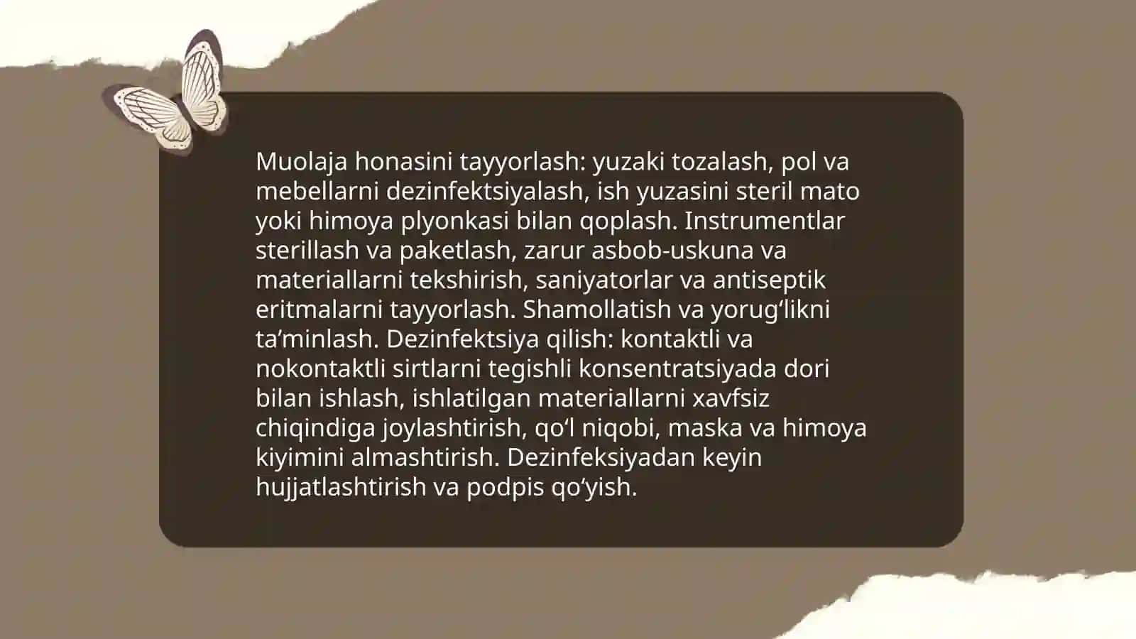 Muolaja honasidagi hamshiraning vazifalari 4
