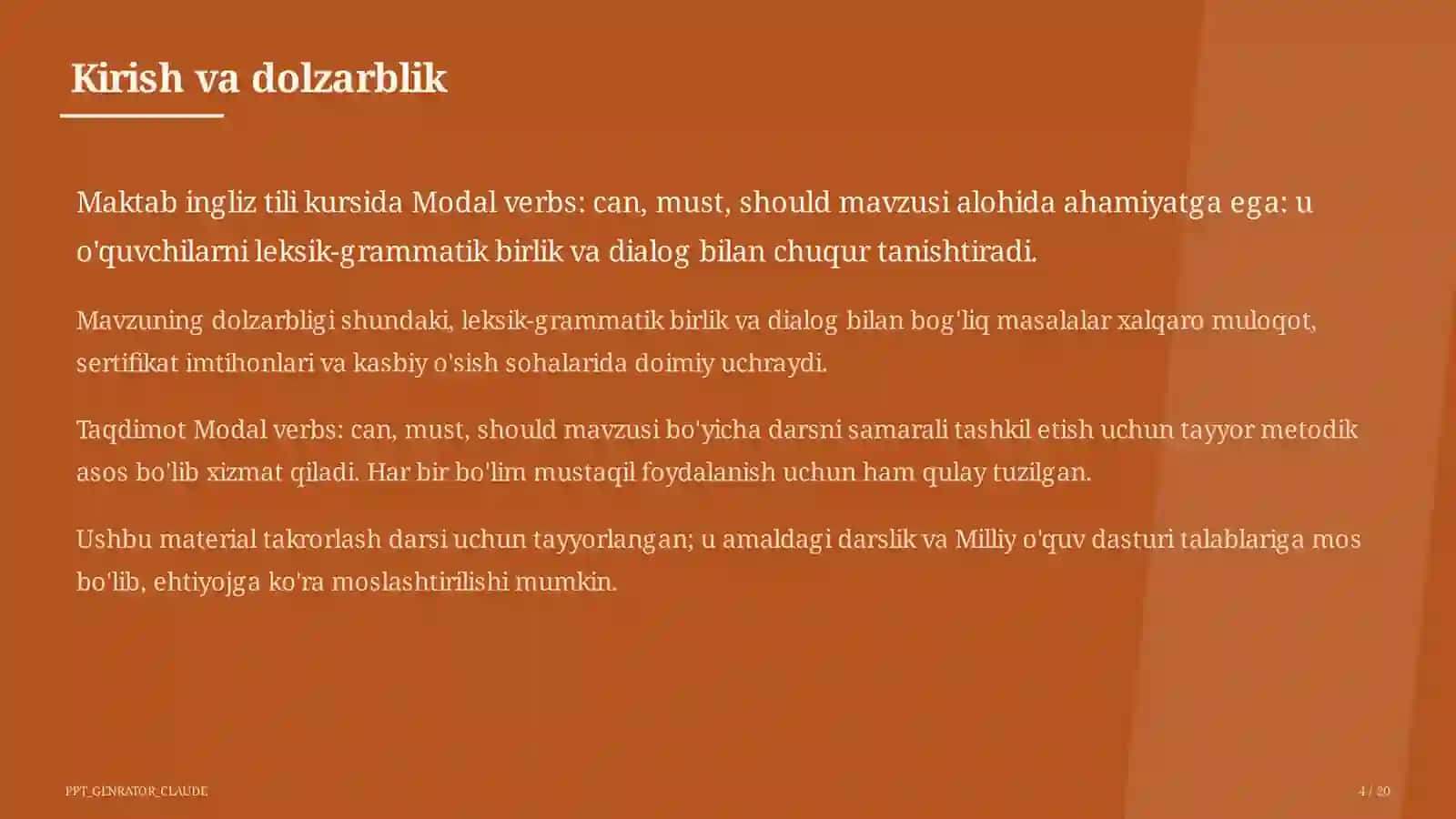 Modal verbs: can, must, should (7-sinf) 4