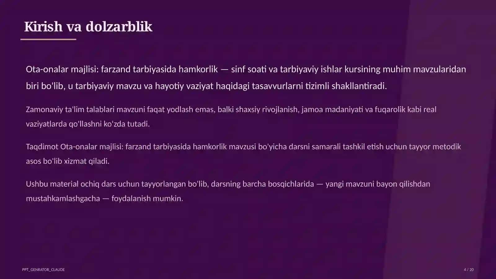 Sinf soati va tarbiyaviy tadbirlar 4