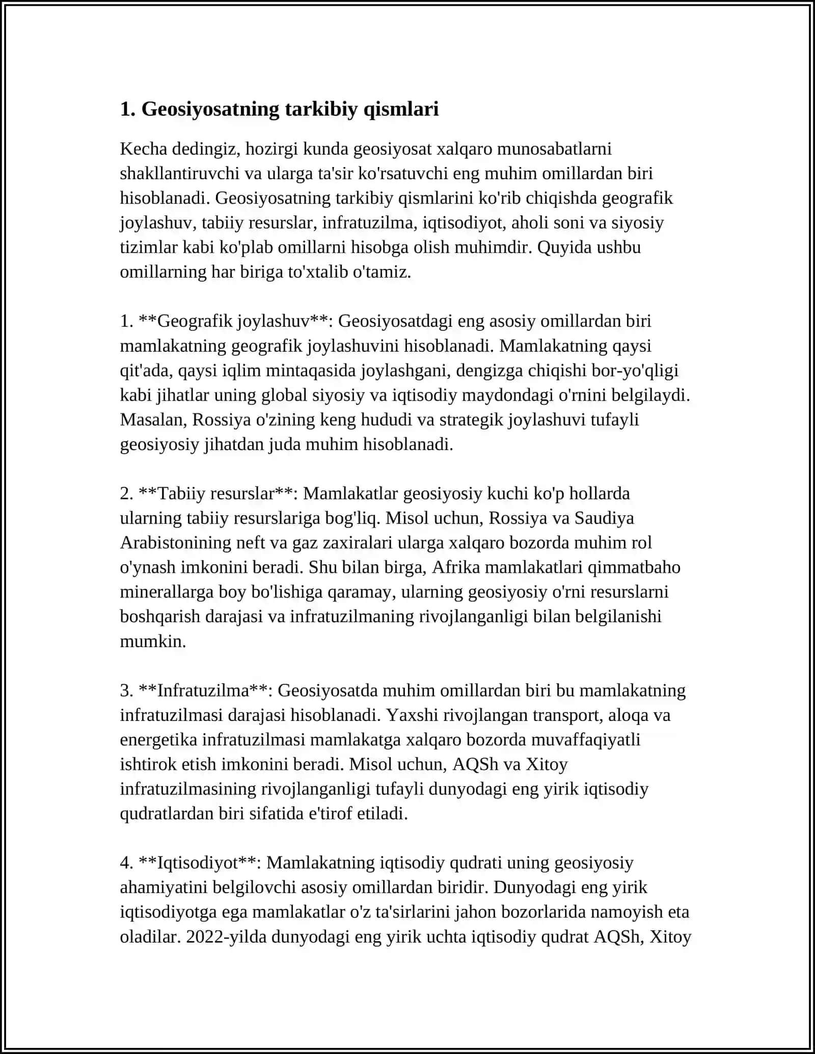 GEOSIYOSAT VA ZAMONAVIY TARIX FANINING PREDMETI, OBYEKTI, MAQSAD VA VAZIFALAR 4