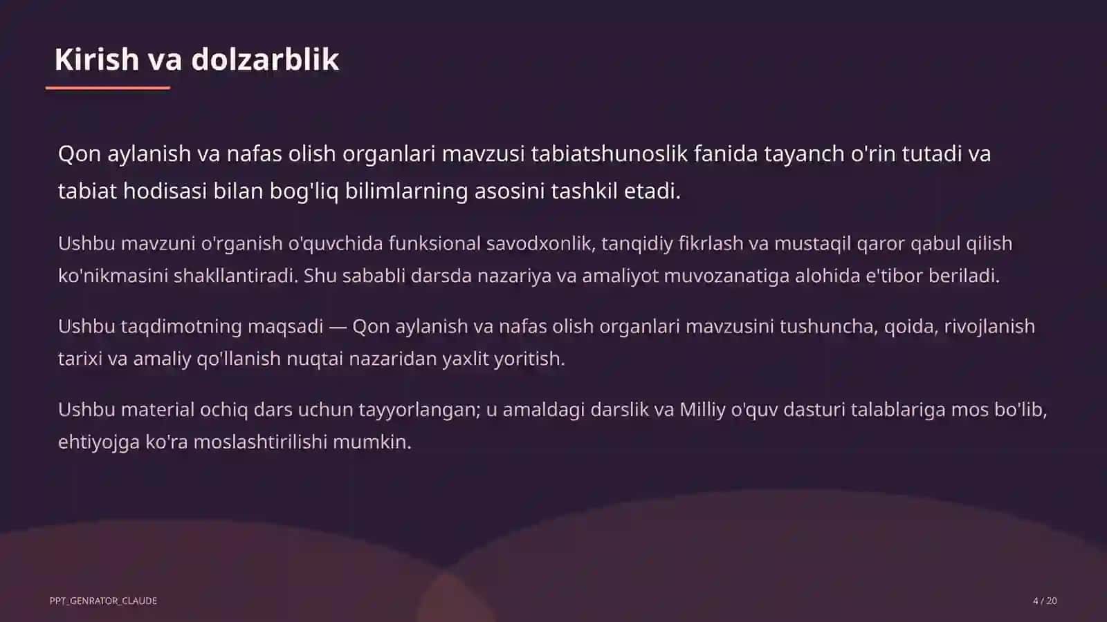 Qon aylanish va nafas olish organlari (4-sinf) 4