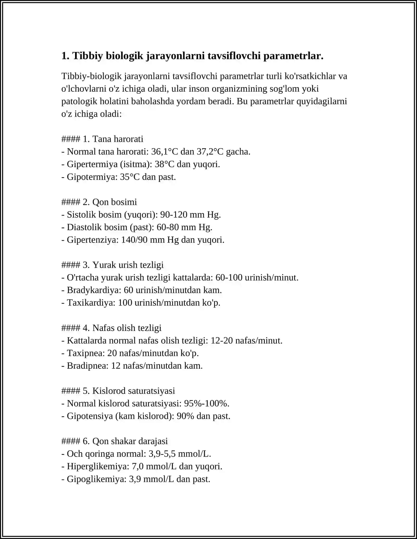 Tibbiy biologik jarayonni tavsiflovchi parametrlar 4