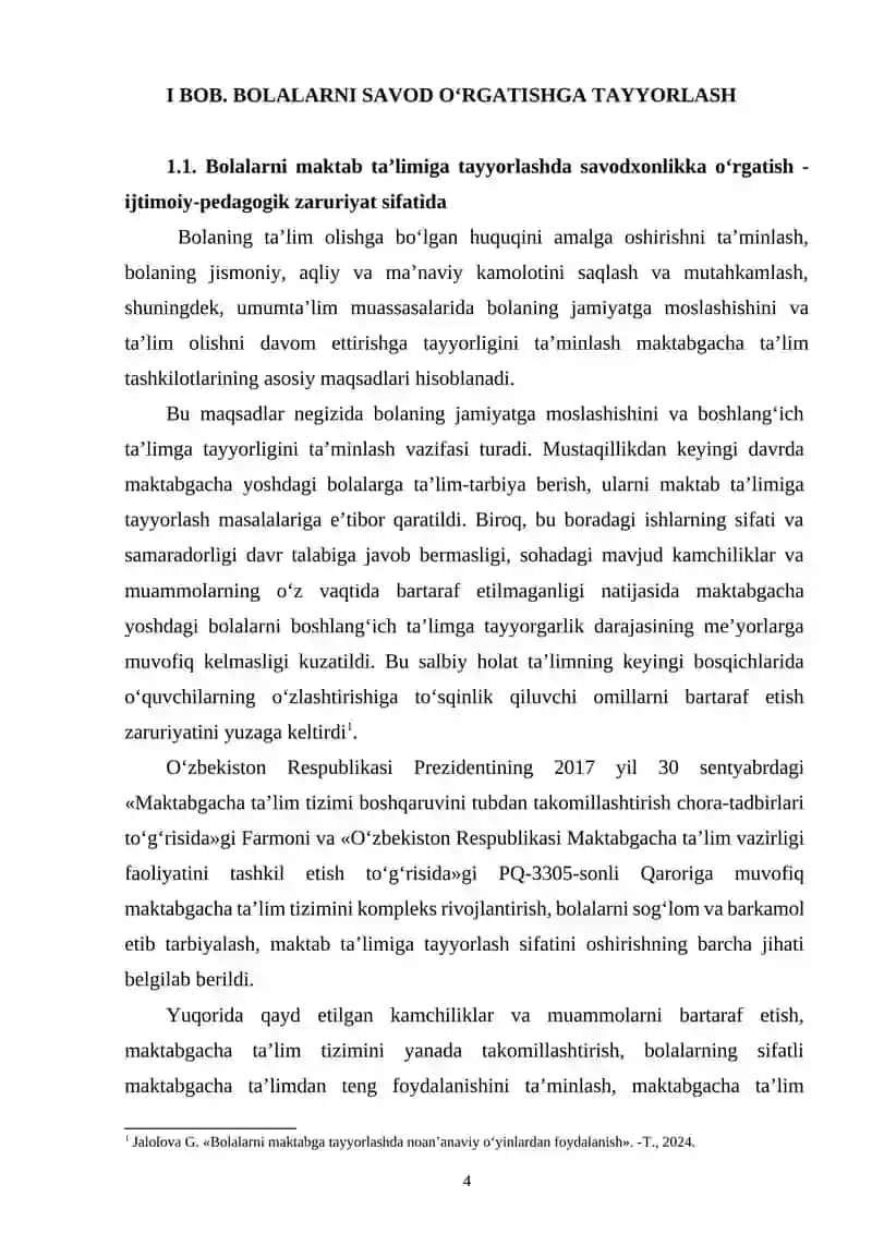 Bolalarni TURLI FAOLIYAT YO‘NALISHLARIDA SAVODGA O‘RGATISHGA TAYYORLASH 4