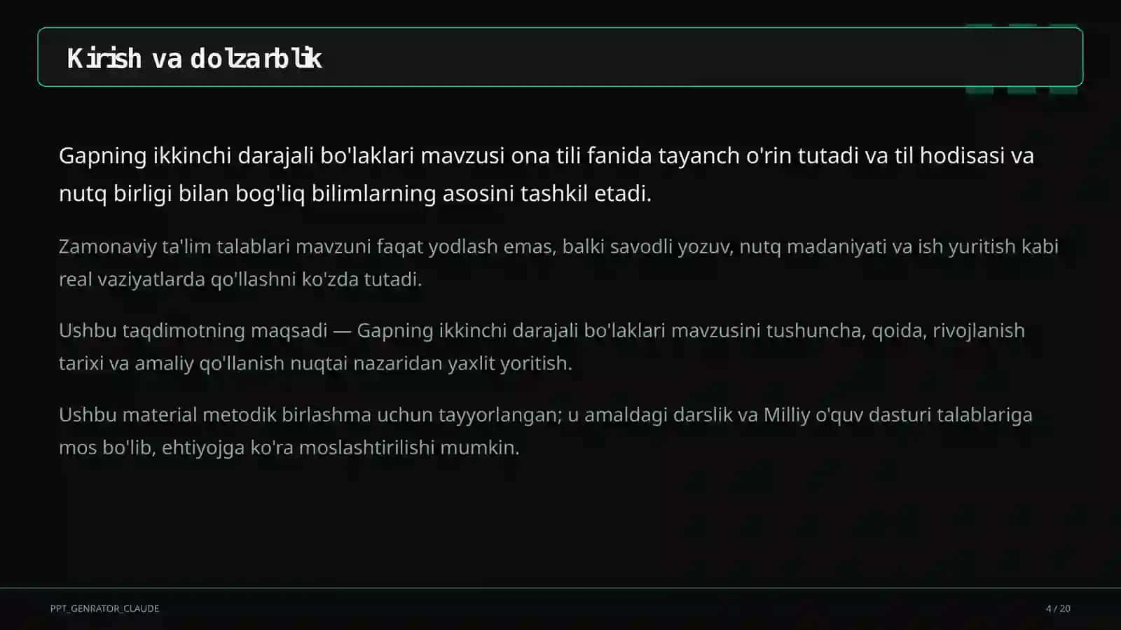 Gapning ikkinchi darajali bo'laklari (8-sinf) 4
