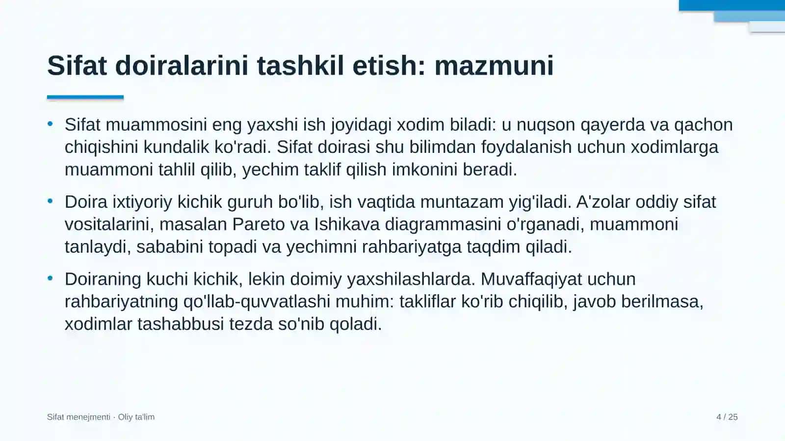 Auditorlik tashkilotlarida sifat doiralarini tashkil etish 4