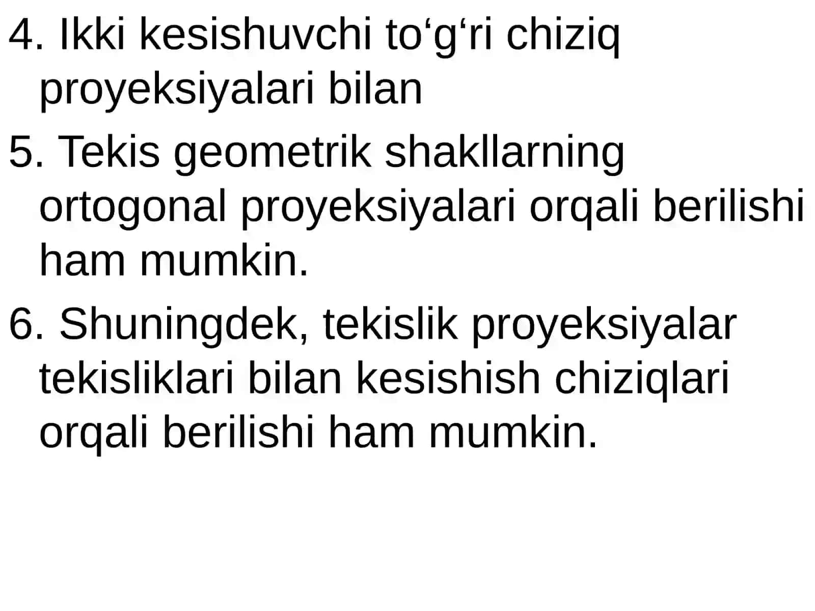 Proyeksiyalarni qayta tuzish usullari. Proyeksiyalar tekisliklarini almashtirish usuli. Tekis – parallel harakatlantirish usuli. 4