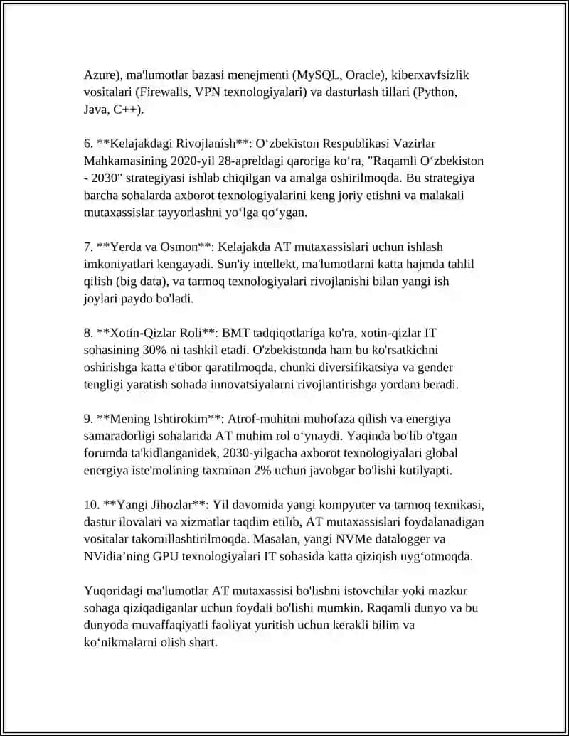 Axborot texnologiyalari mutaxassisi 4