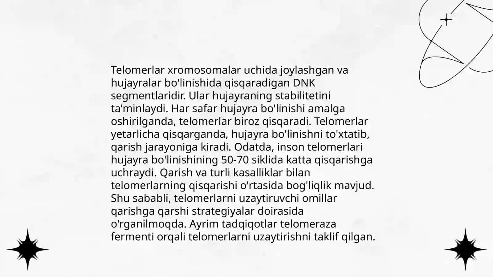 Qarishning biologik aspektlari. Uzoq umr ko'rish muammolari 4