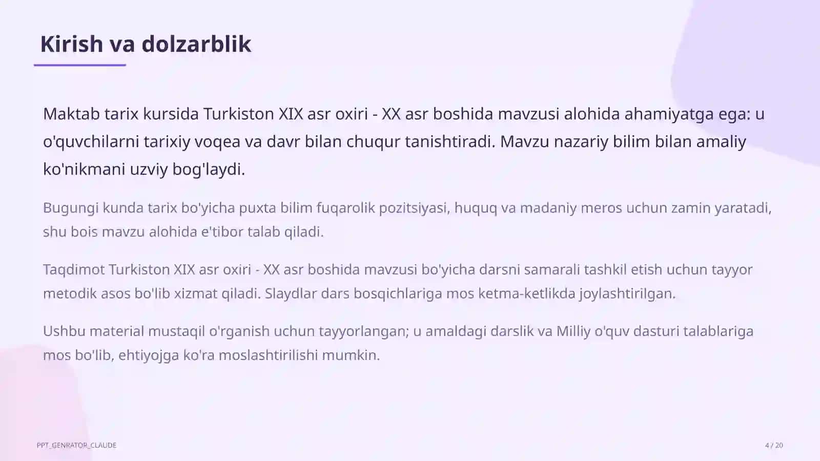 Turkiston XIX asr oxiri - XX asr boshida (9-sinf) 4