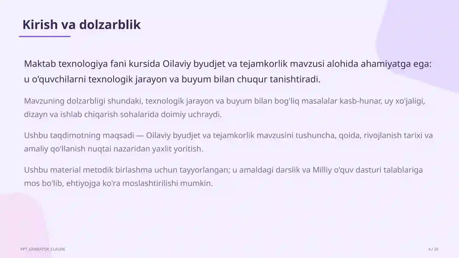 Oilaviy byudjet va tejamkorlik (9-sinf) 4