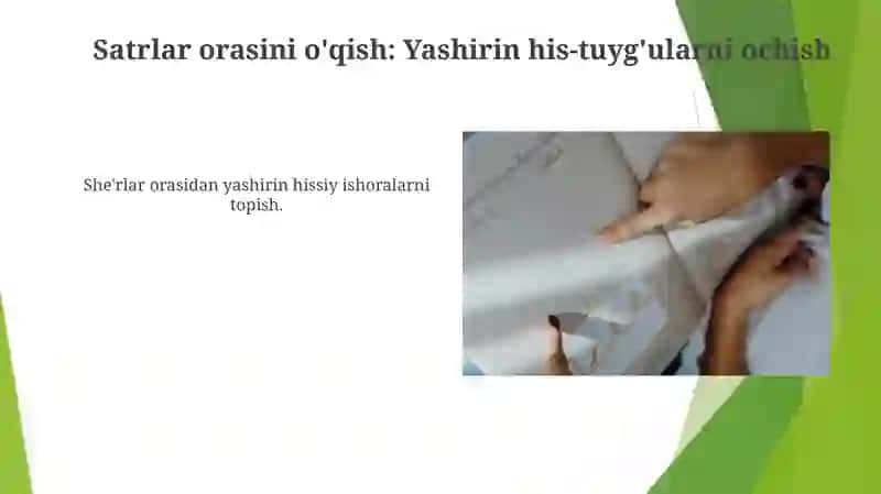 Ishqiy asarlarni õqishda ovoz orqali his-tuyğularni aks ettirish 4