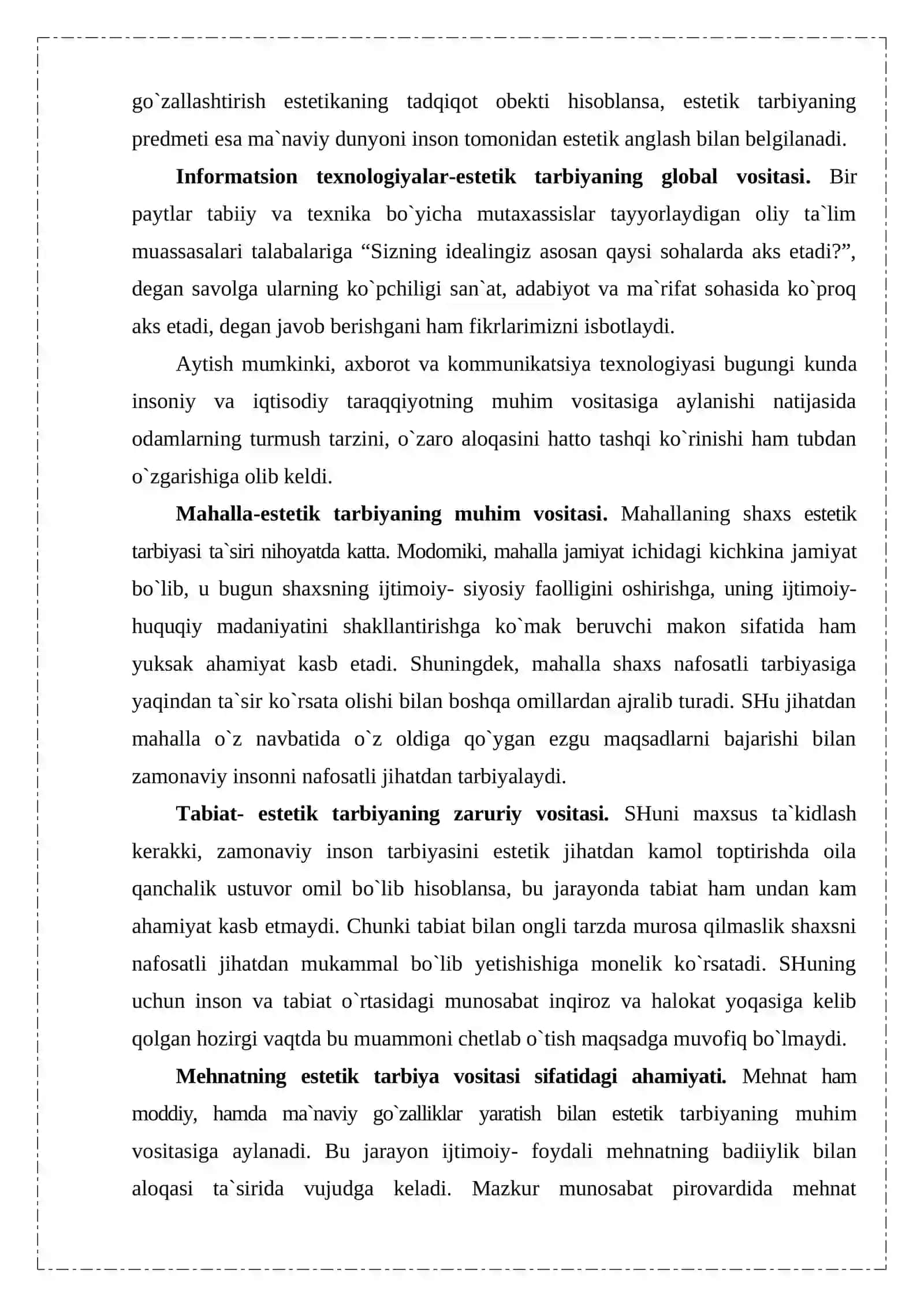 Estetik tarbiyaning turlari va yõnalishlari 4