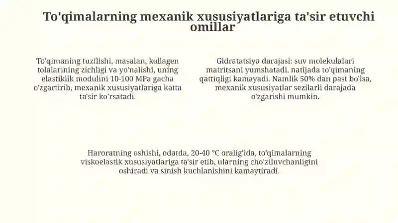 Biologik to'qimalarning mexanik xossalari va uning fiziologik ahamiyati 4