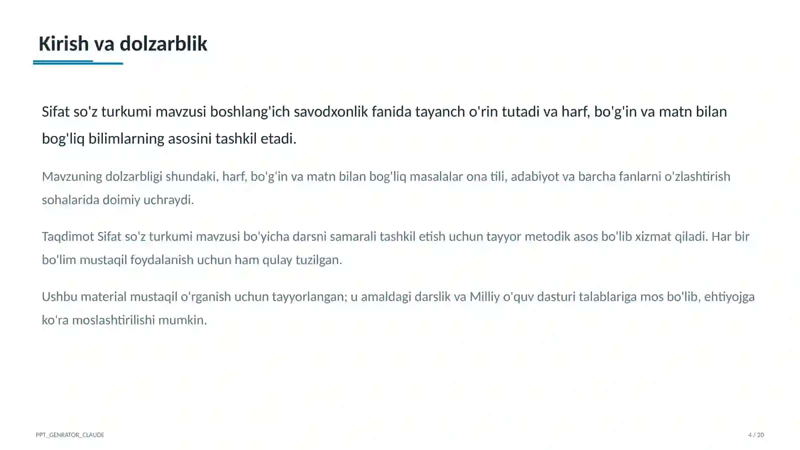 Sifat so'z turkumi (3-sinf) 4