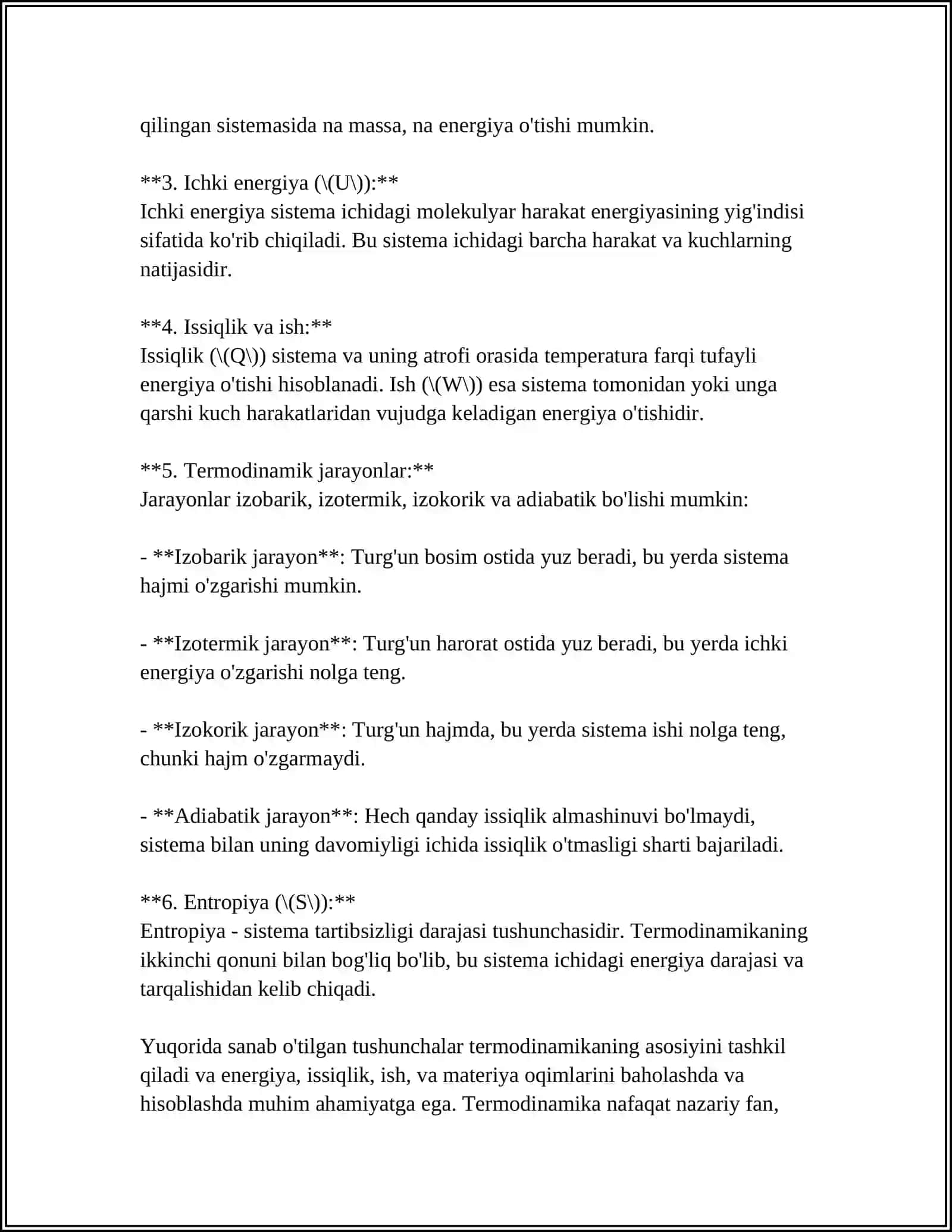 TERMODINAMIKA ASOSLARI VA QONUNLARI.REAL GAZ HOLAT TENGLAMASI 4