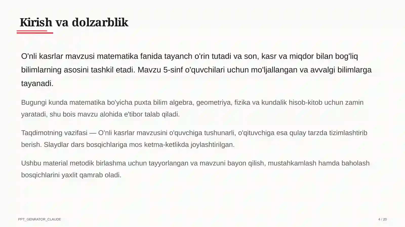 O'nli kasrlar (5-sinf) 4
