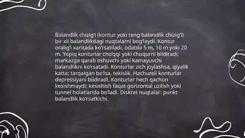 Topogirafik kartalardan foydalanib,relief turlari va shakillarini aniqlash 4