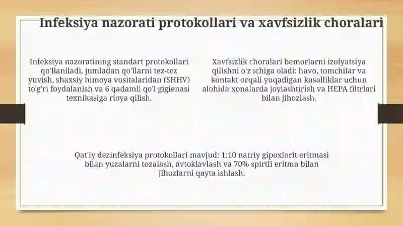 Karantin va o'ta xavfli infeksiyalar profilaktika markazida epidemiyaga qarshi chora tadbirlar 4