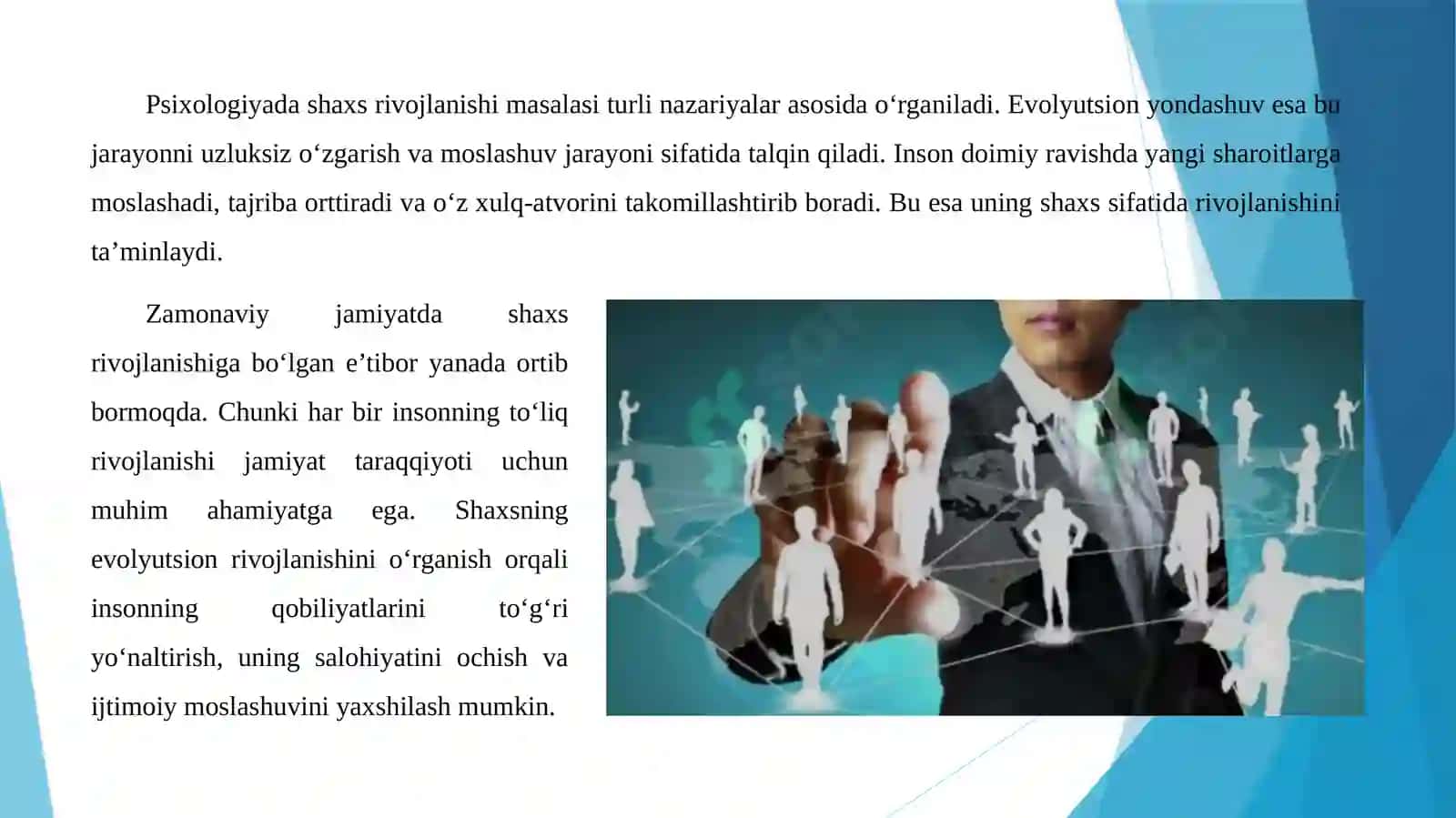 SHAXSNING EVOLYUTSION JIHATDAN RIVOJLANISHI 4