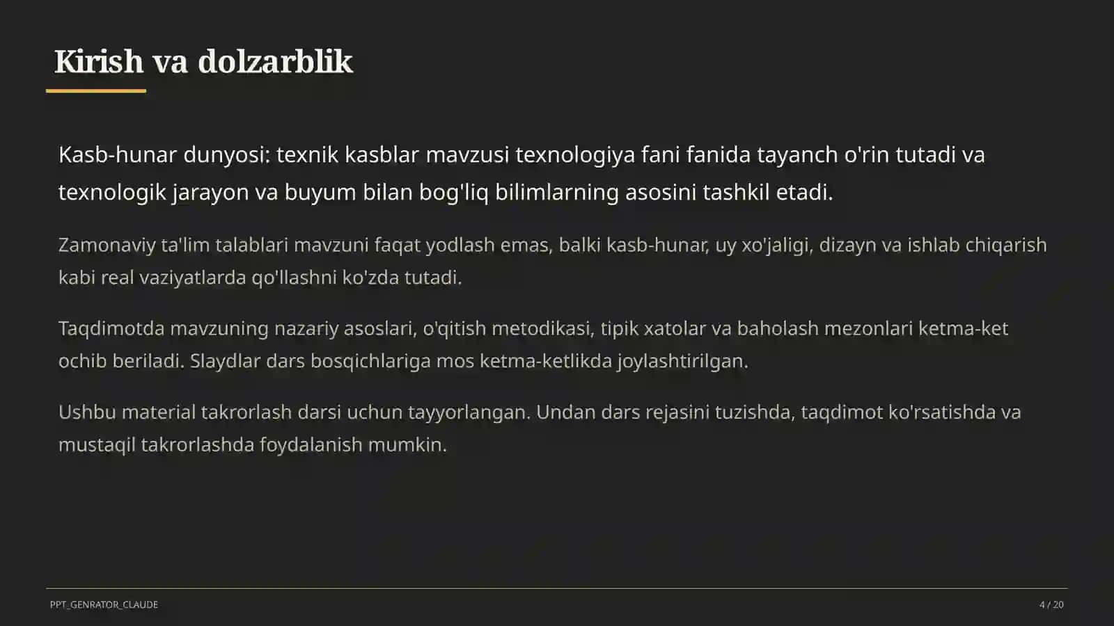 Kasb-hunar dunyosi: texnik kasblar (9-sinf) 4