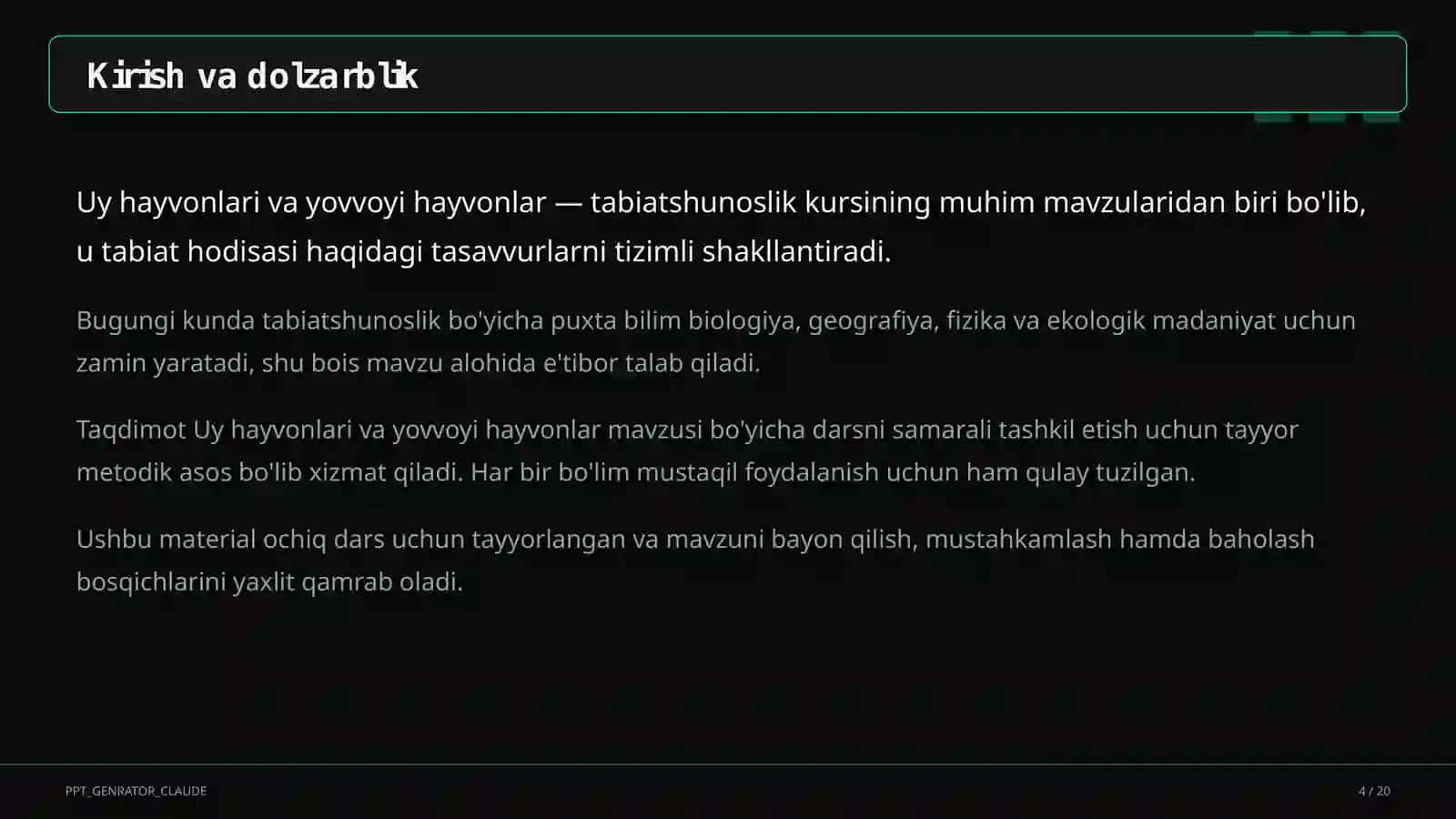 Uy hayvonlari va yovvoyi hayvonlar (1-sinf) 4
