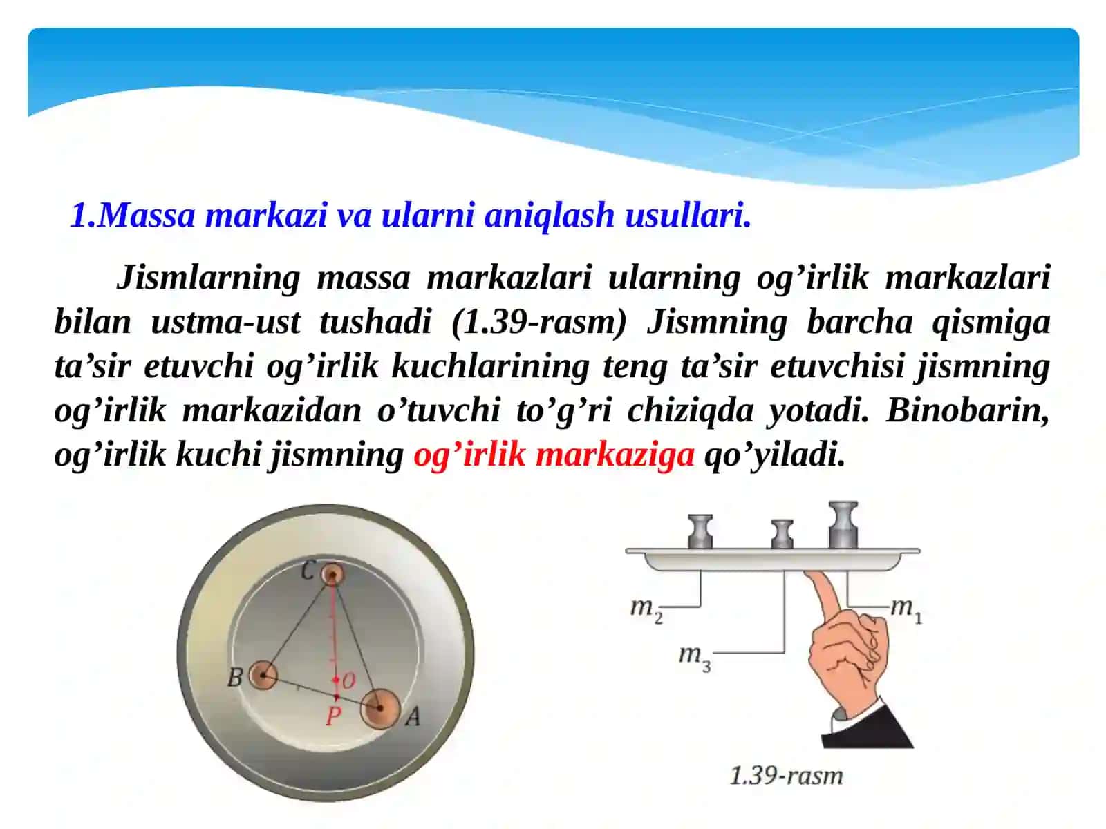 MASSA MARKAZI. MUVOZANAT TURLARI. KUCH MOMENTI 4