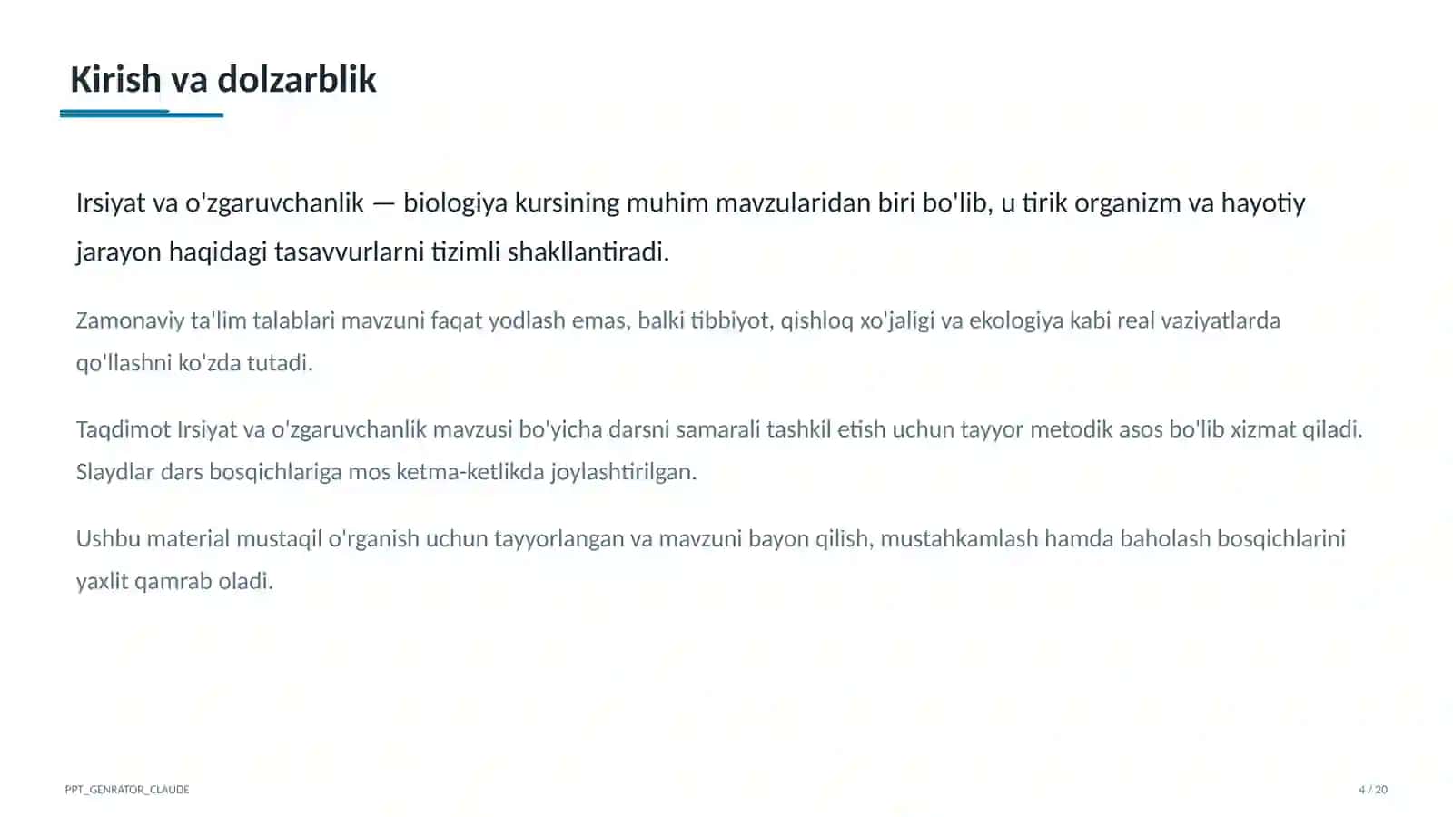 Irsiyat va o'zgaruvchanlik (9-sinf) 4