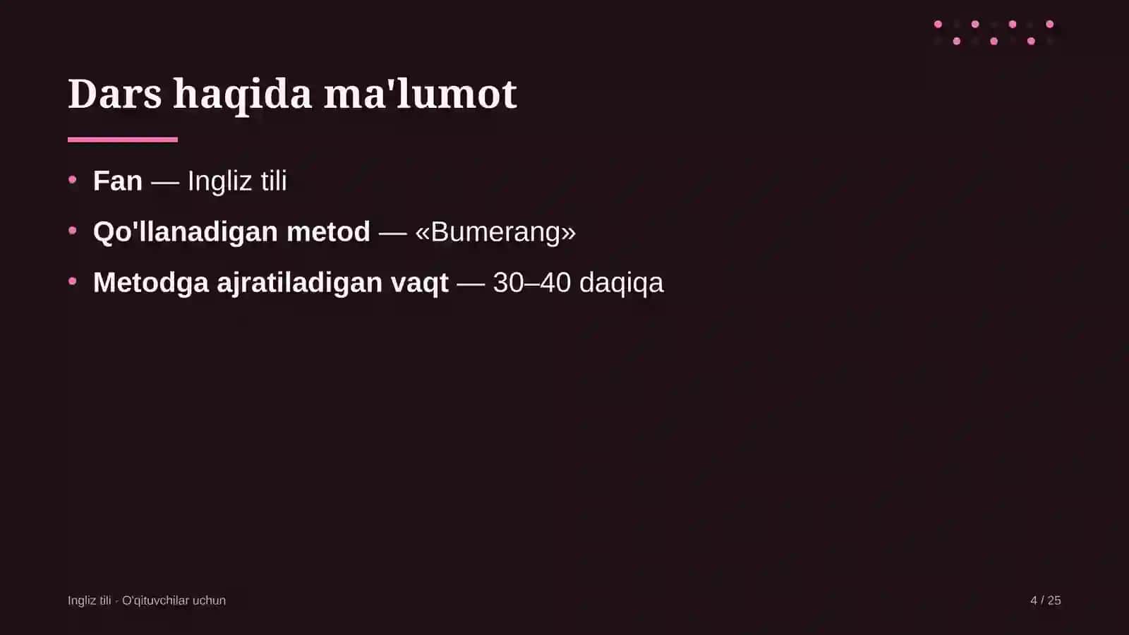 ingliz tili darslarida bumerang metodidan foydalanish 3742 4