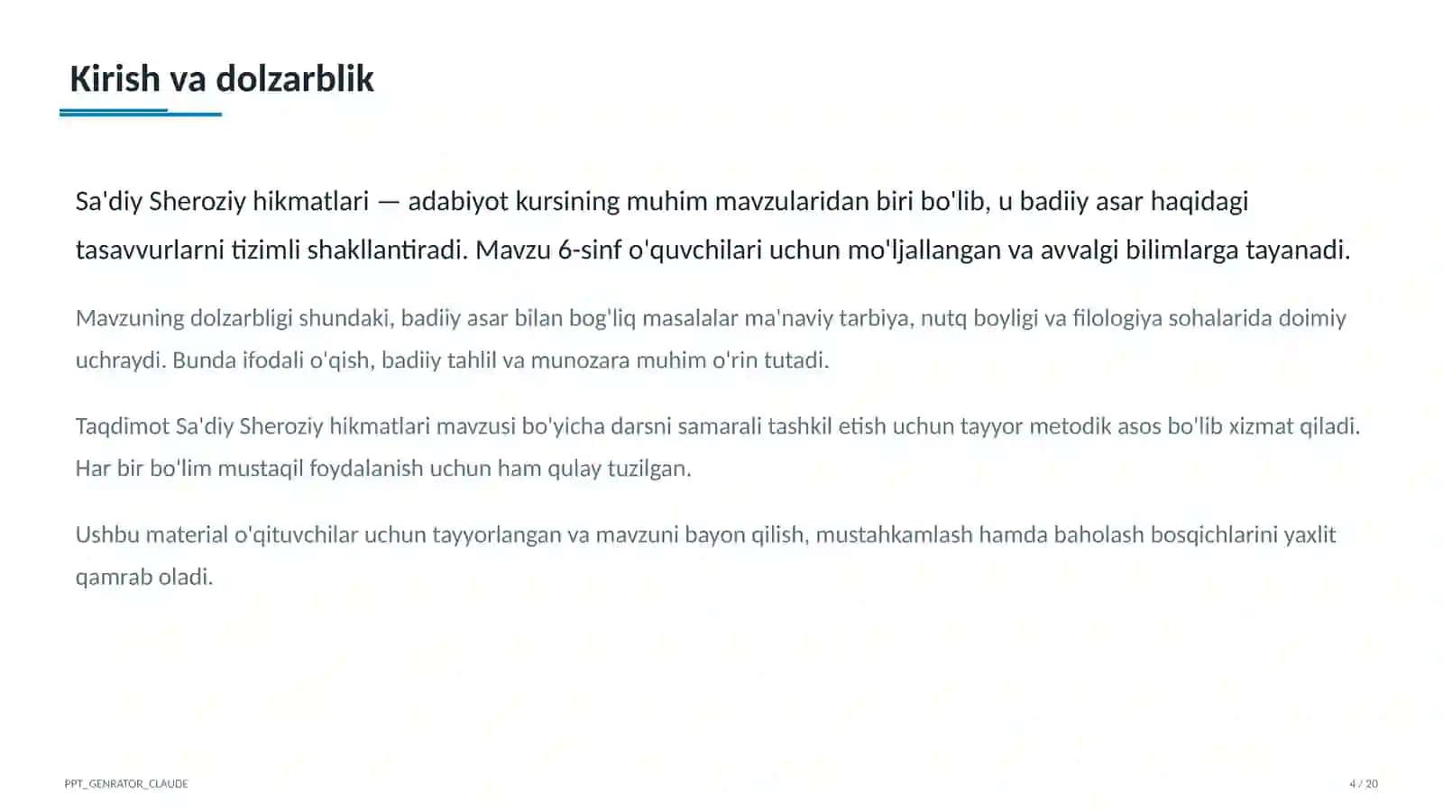 Sa'diy Sheroziy hikmatlari (6-sinf) 4