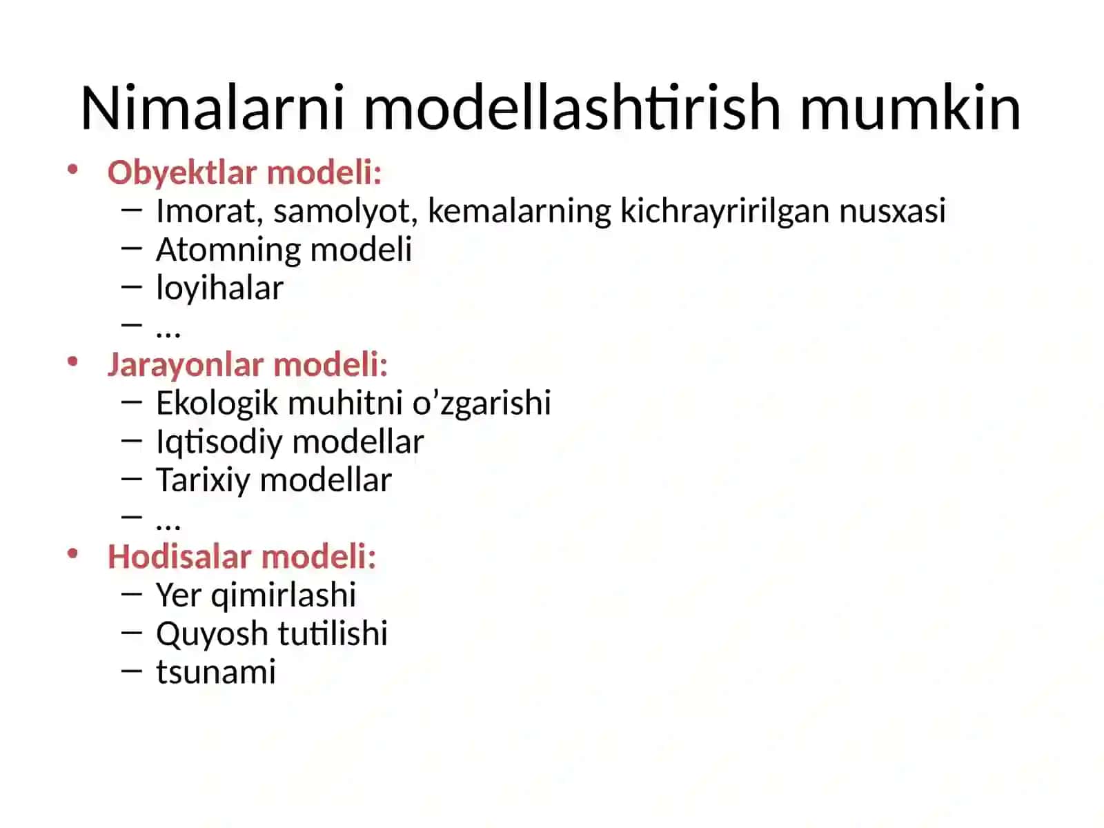 Model va modellashtirish 4