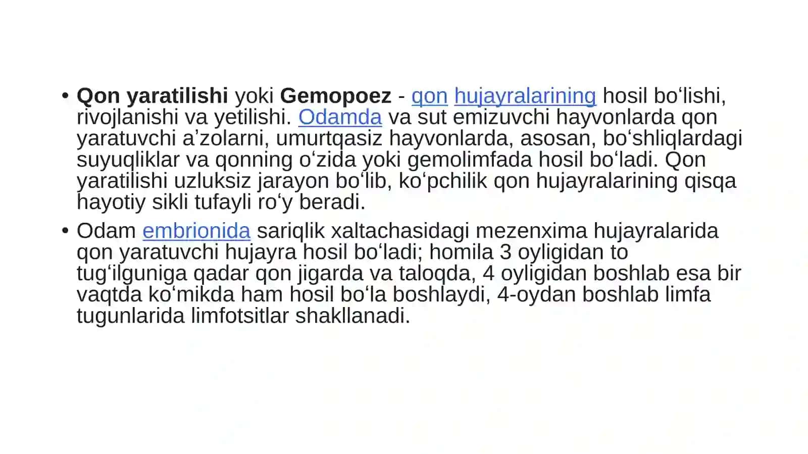 BOLALARDA QON YARATISH TIZIMI ANATOMO-FIZIOLOGIK XUSUSIYATLARI 4