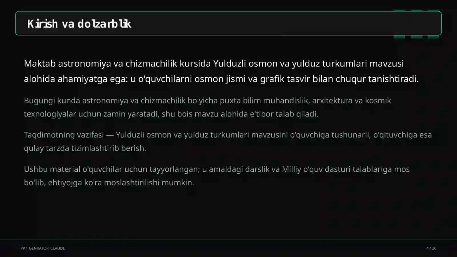 Astronomiya va chizmachilik (8–11) 4