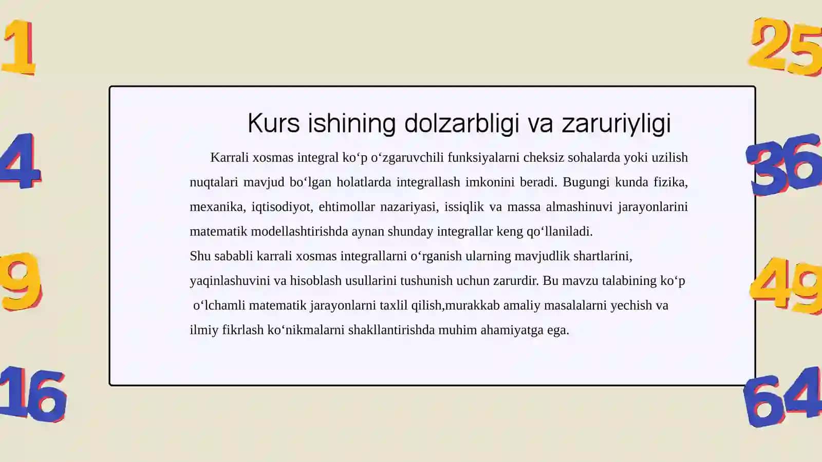 Karrali xosmas integrallar va ularning xossalari 4