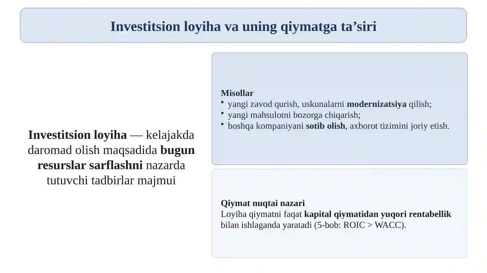 10-Mavzu: Investitsion loyihalarni baholash 4