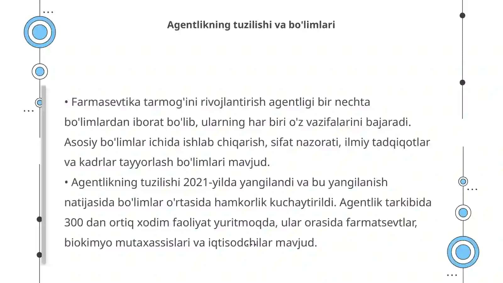 Farmasevtika tarmog'ini rivojlantirish agentligining tarkibiy tuzimasini tahlili 4