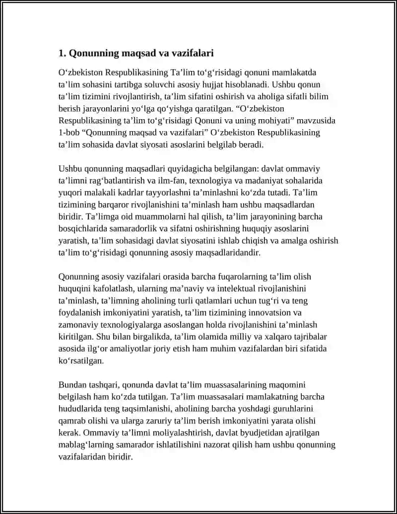O‘ZBEKISTON RESPUBLIKASINING TAʼLIM TOʻGʻRISIDAGI QONUNI VA UNING MOHIYATI 4