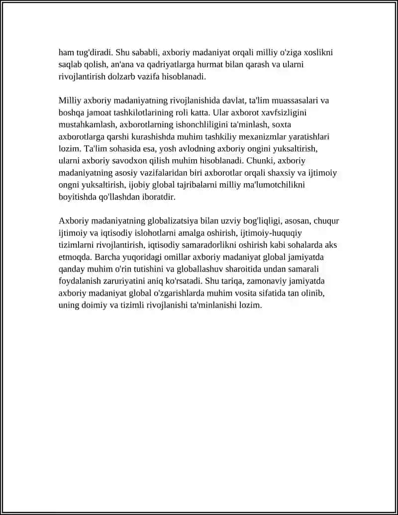 GLOBALLASHUV DAVRIDA AXBORIY MADANIYAT ZARURIYATI 4