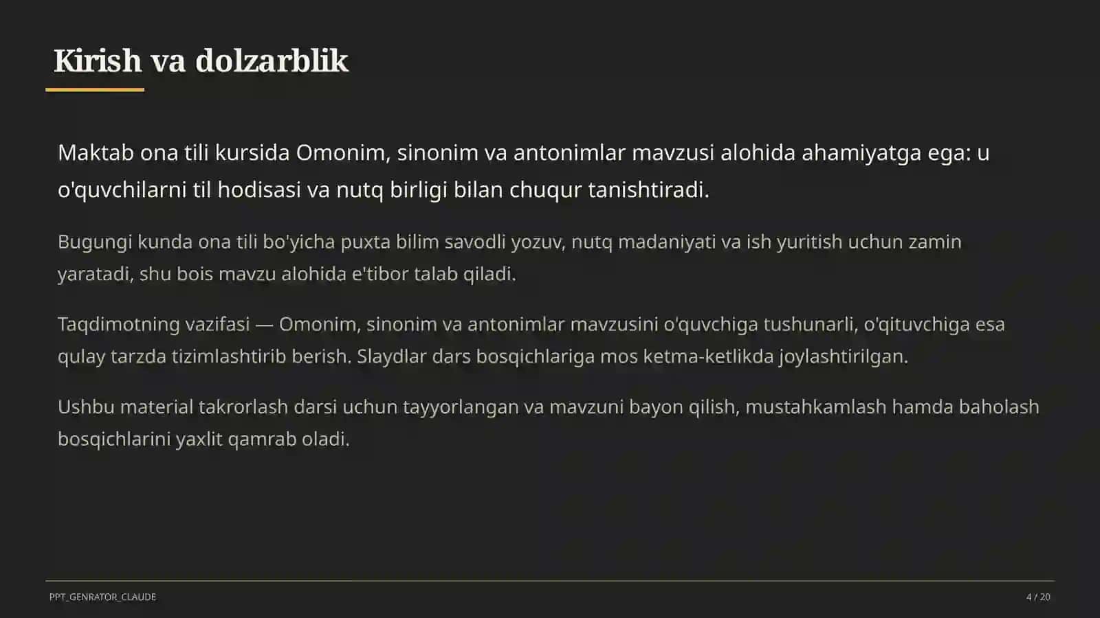 Omonim, sinonim va antonimlar (5-sinf) 4